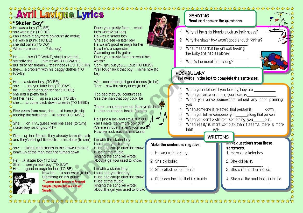 Song by Avril Lavigne worksheet
