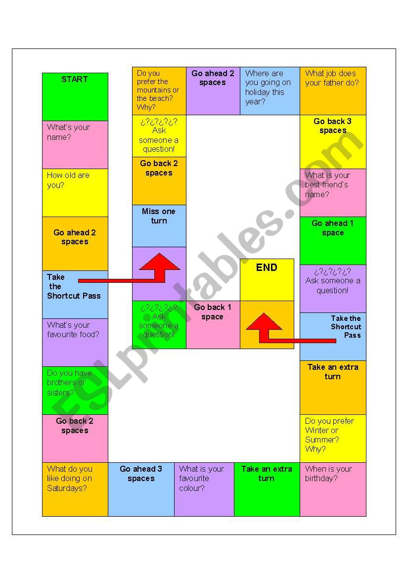 Getting to know you game worksheet