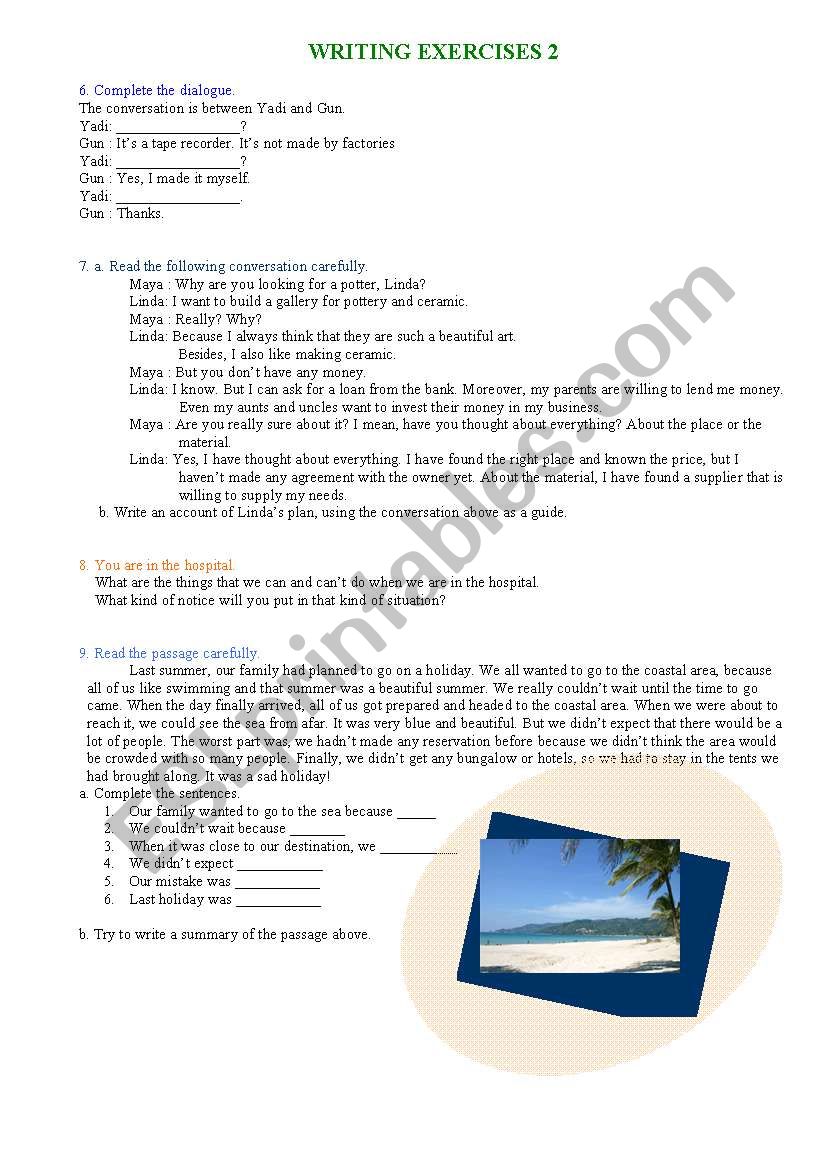 Various Writing Exercise 2 worksheet