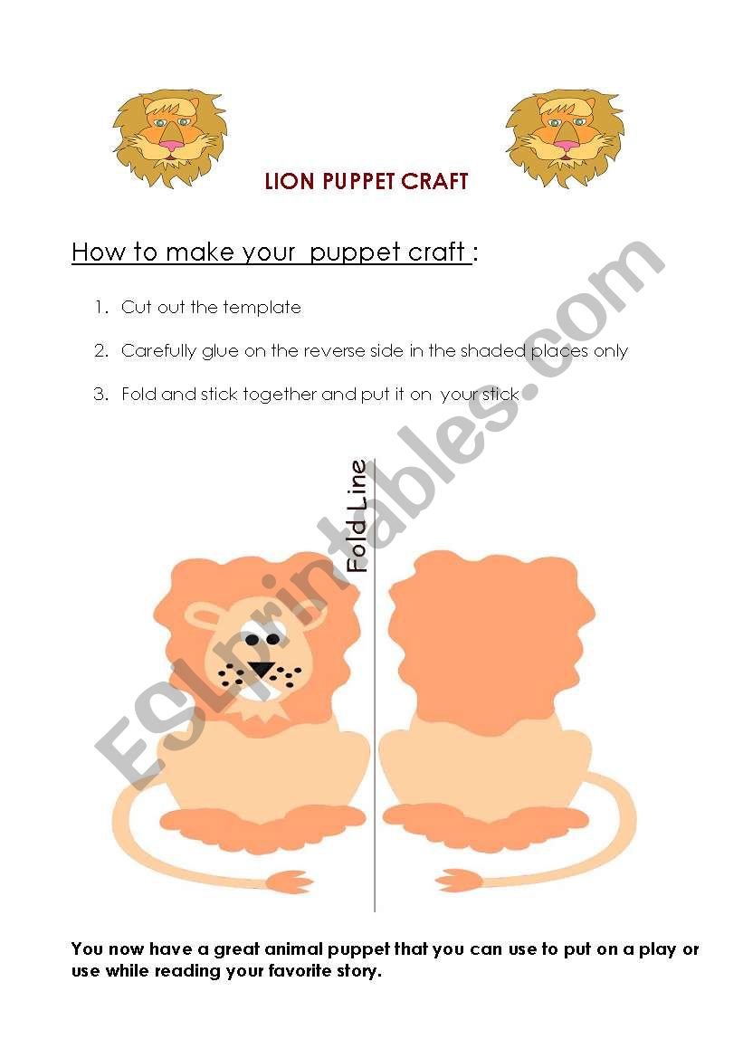 lion paper craft worksheet