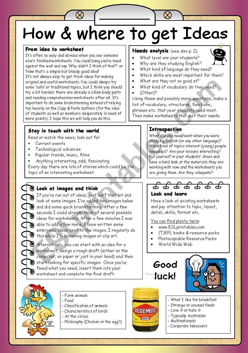 How and where to get IDEAS worksheet