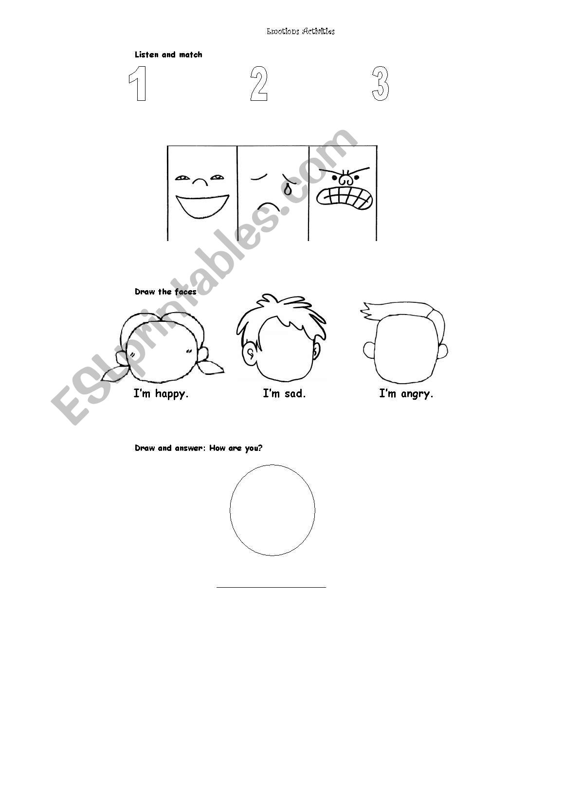 Emotions Activities worksheet