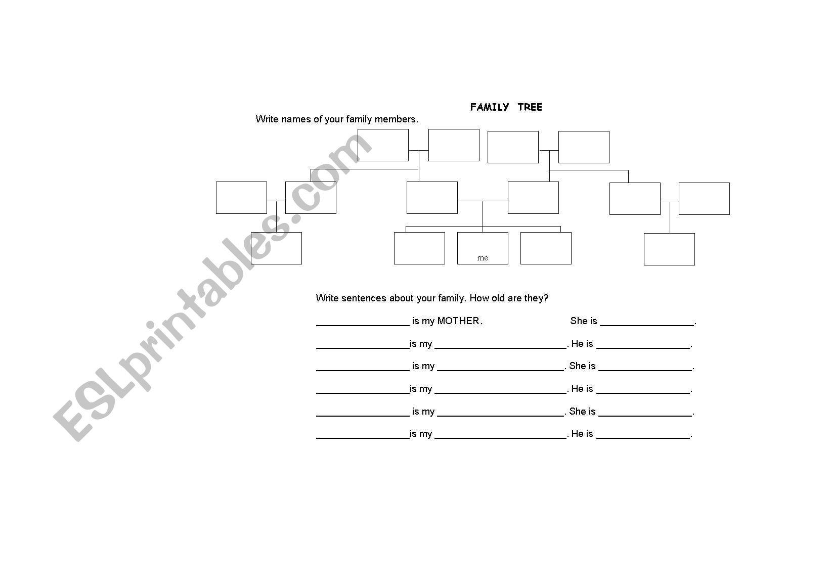 FAMILY  TREE worksheet