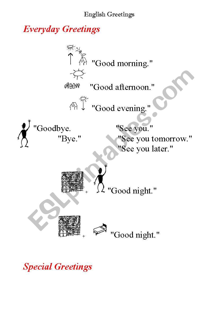 English Greetings worksheet