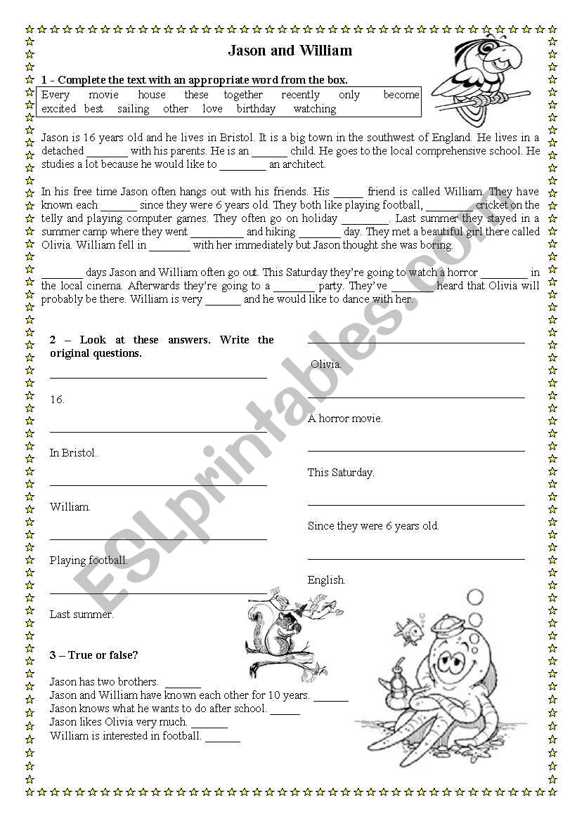 Reading Prehension For Elementary Students ESL