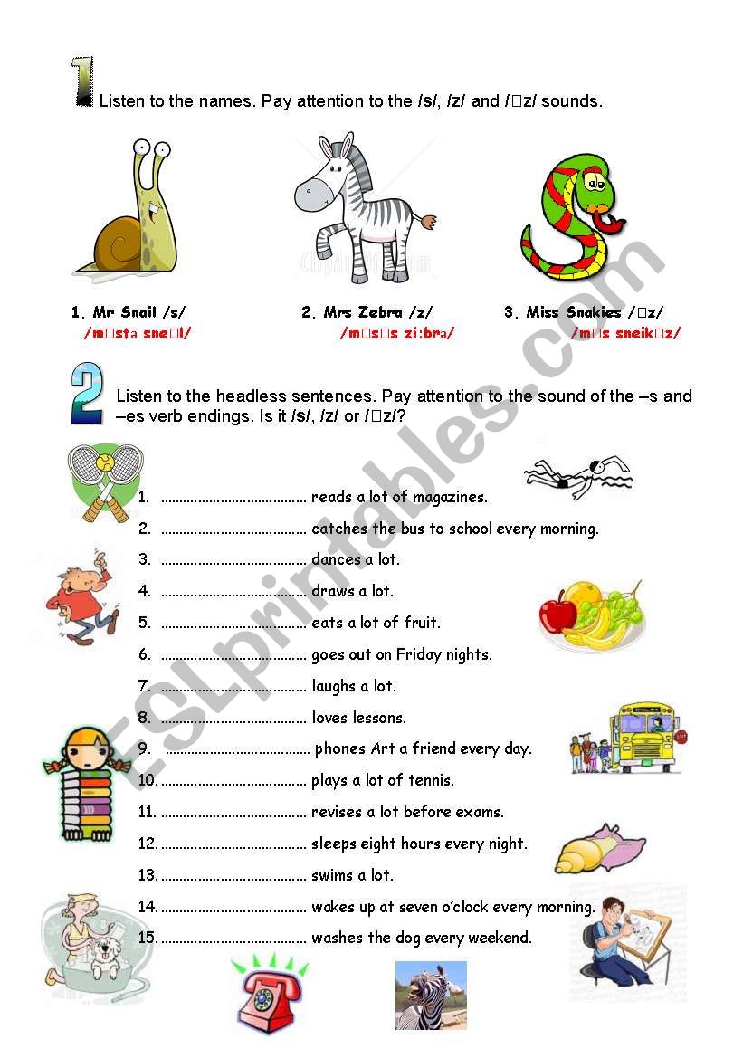Pronunciation 3rd Person Singular Present Simple ESL Worksheet By Elenillatop20