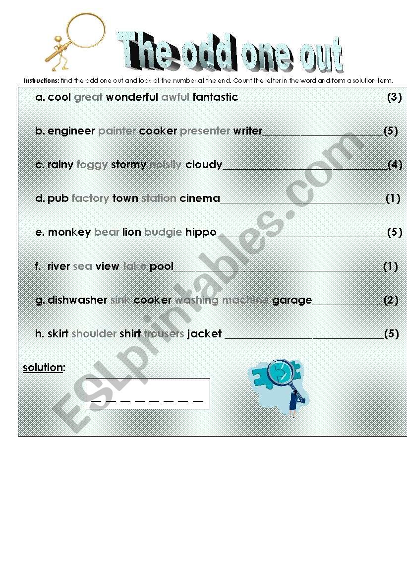 the odd one out starter activity 