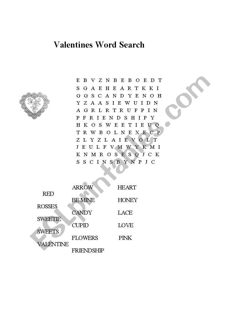Valentines word search and crossword