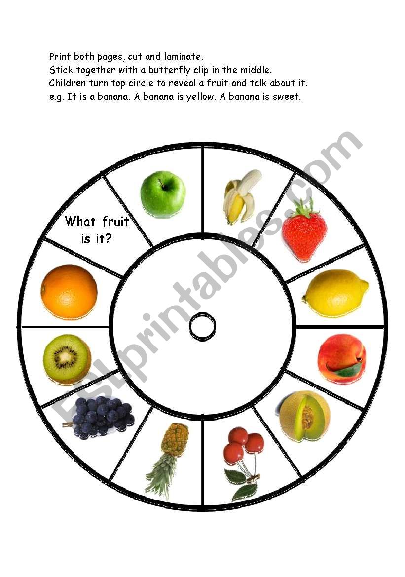 fruit spinner - ESL worksheet by fleur