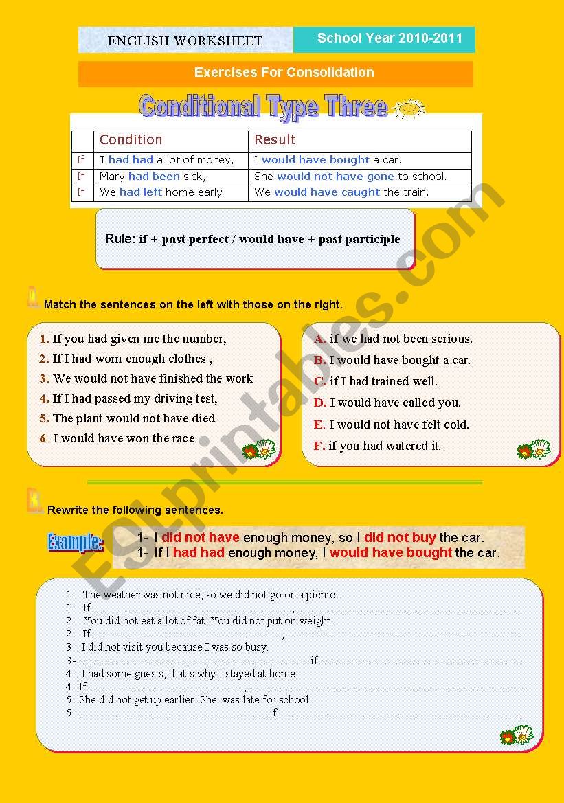 Conditional Type three worksheet