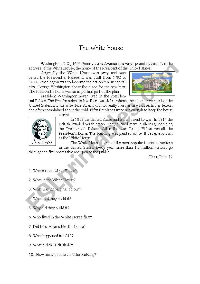 The White House worksheet