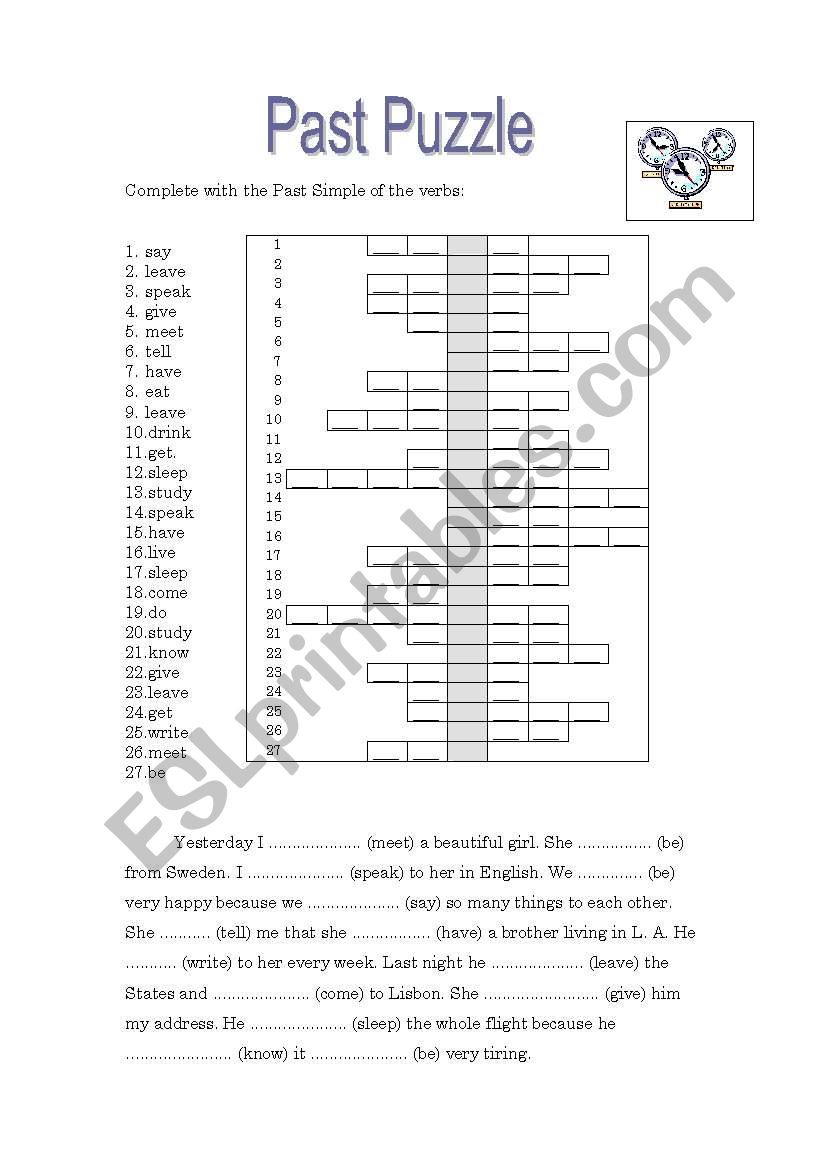 PAst Puzzle worksheet