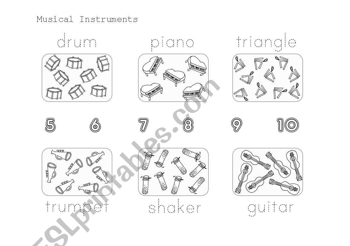 Musical Instruments count and trace