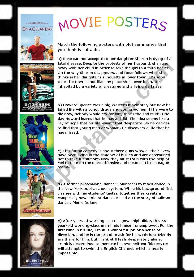 Movie Posters 2 worksheet