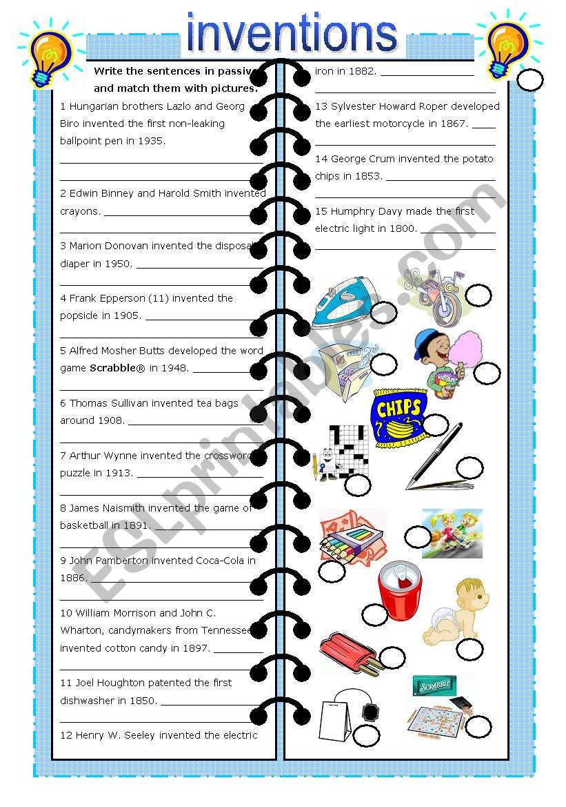 inventions - past passive (with key)