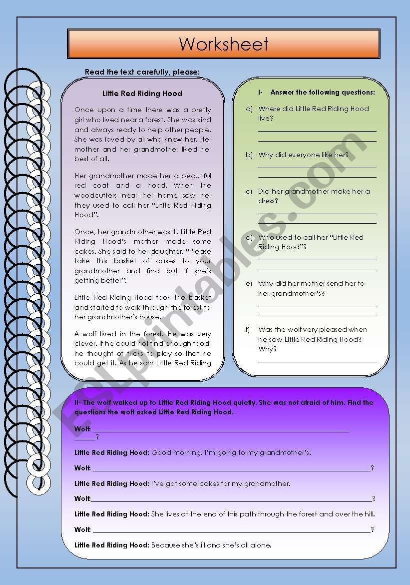 Worksheet - Little Red Riding Hood (Past Simple)