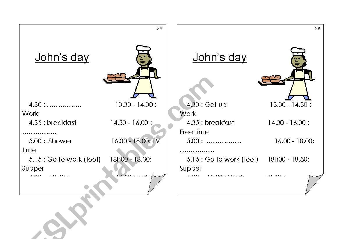 Daily routines - Pairwork worksheet