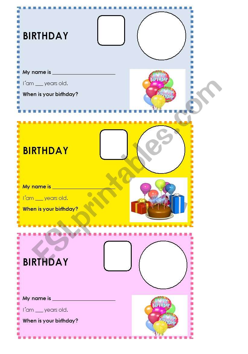 Cards-Birthday worksheet