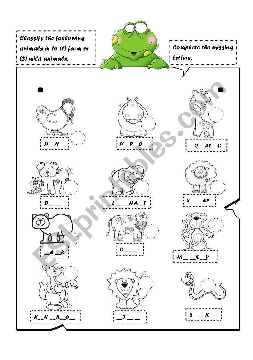 Learning animals vocabulary worksheet