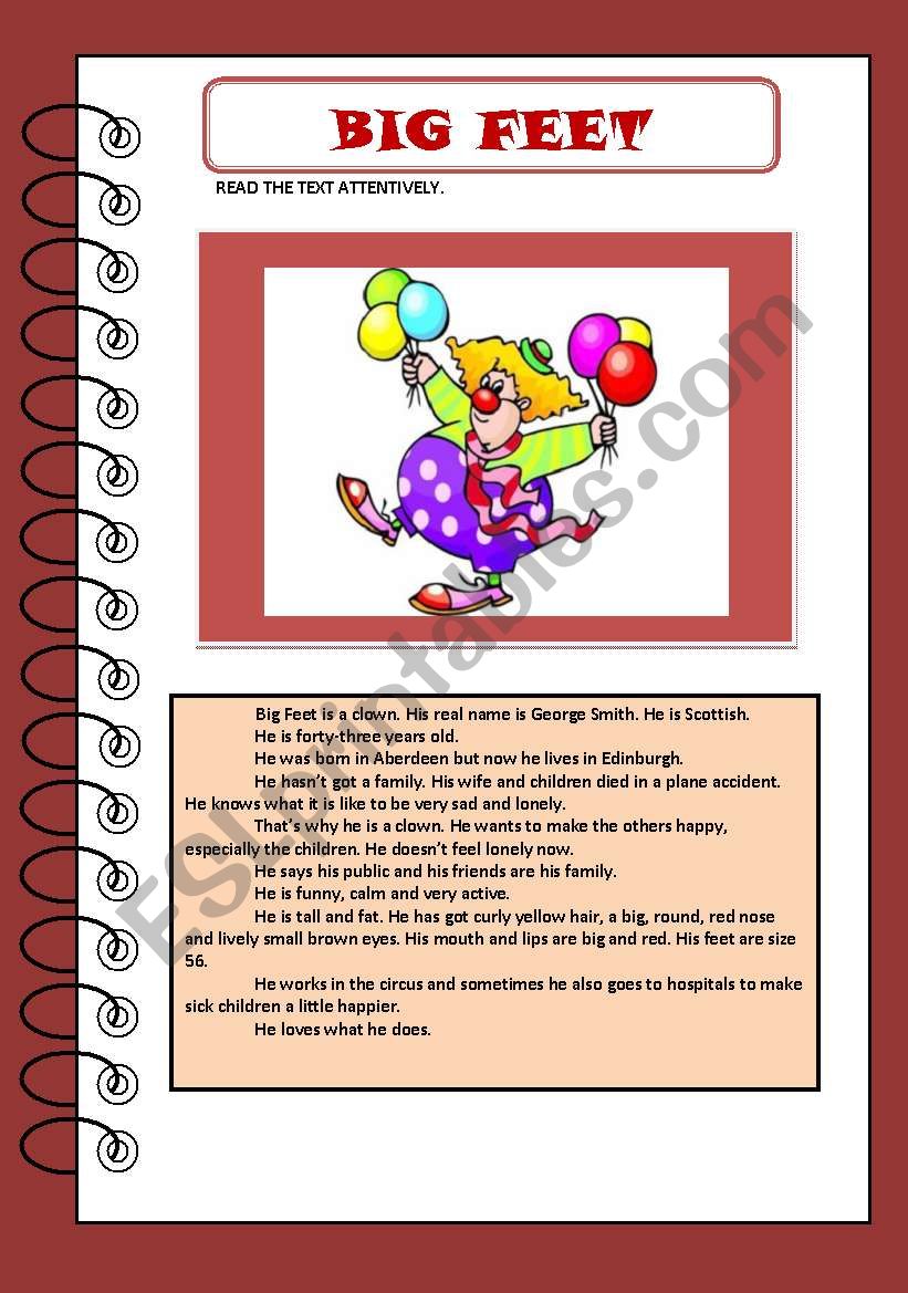 BIG  FEET worksheet