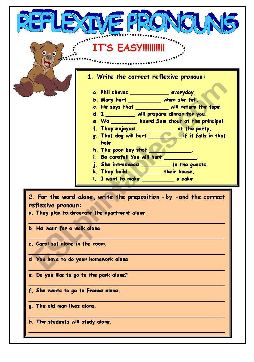 REFLEXIVE PRONOUNS worksheet