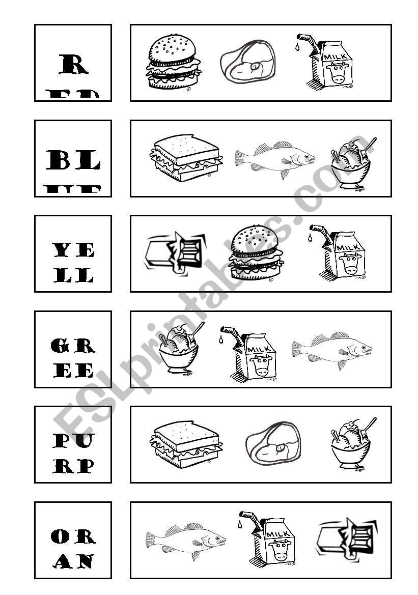 fod and colours worksheet