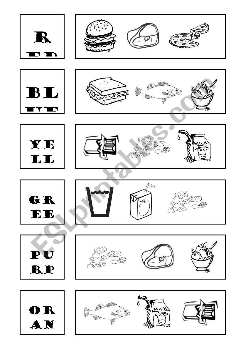 food and colours 2 worksheet