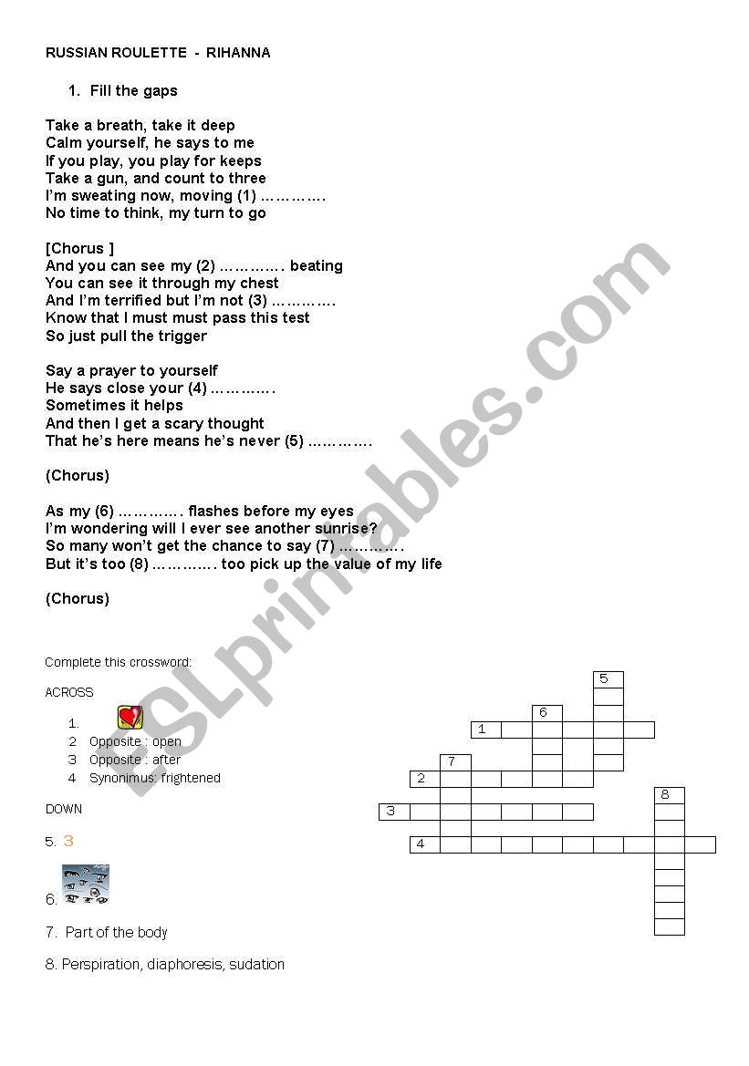 Russian Roulette by Rihanna - ESL worksheet by atd46