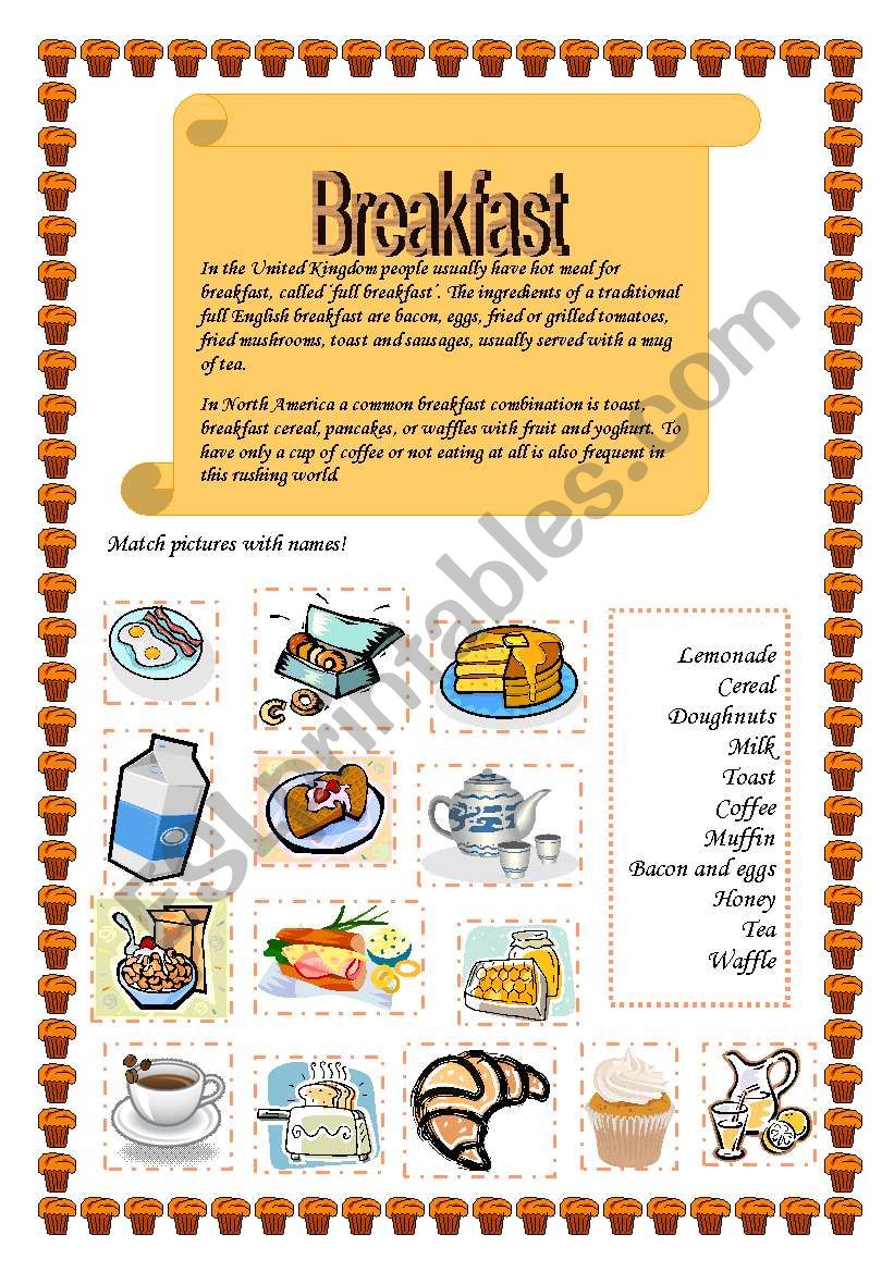 Breakfast worksheet