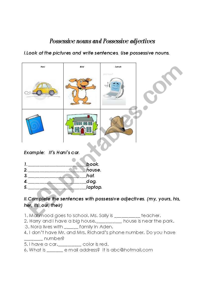 possessive nouns and adjectives