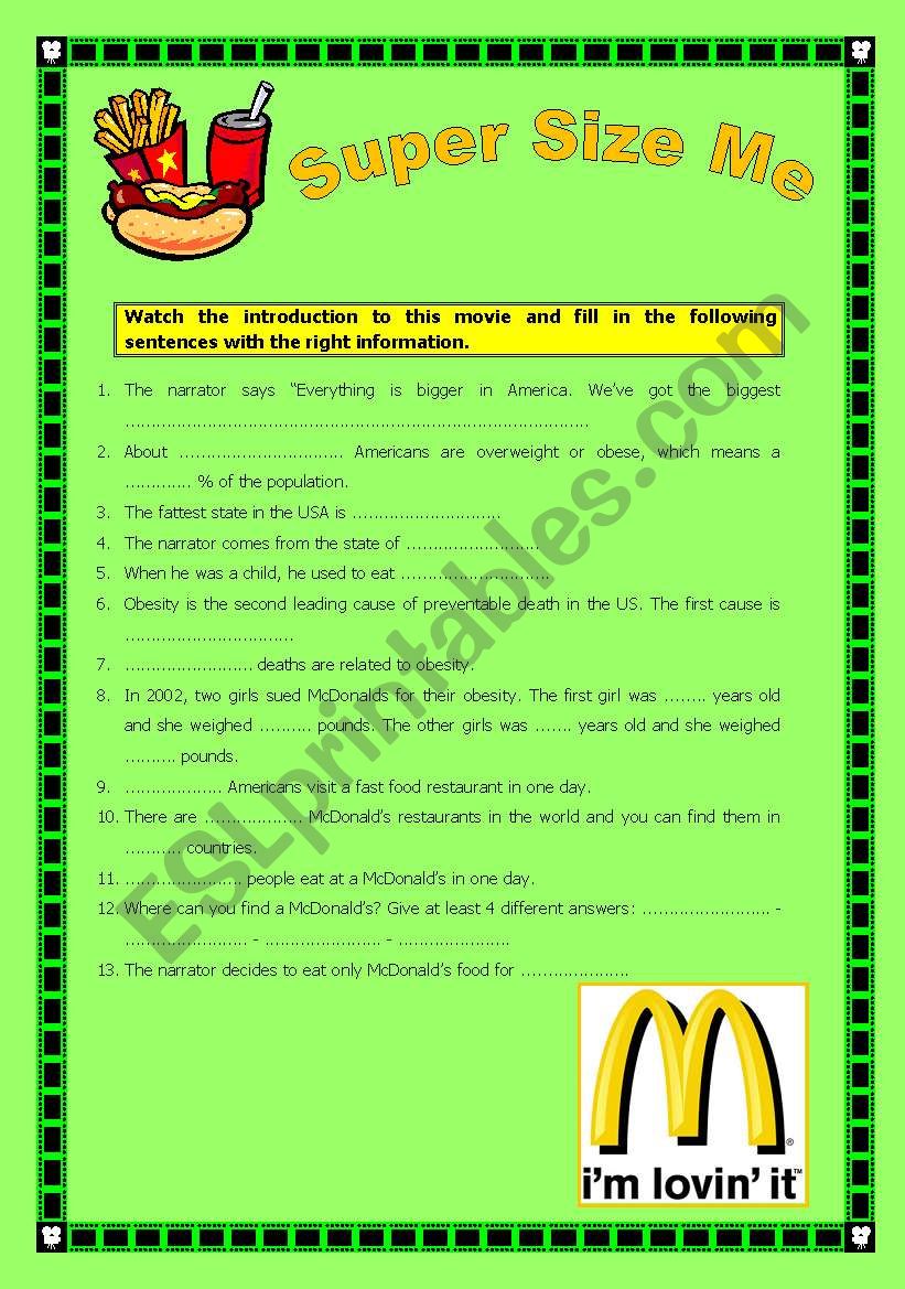 Super Size Me, introduction comprehension