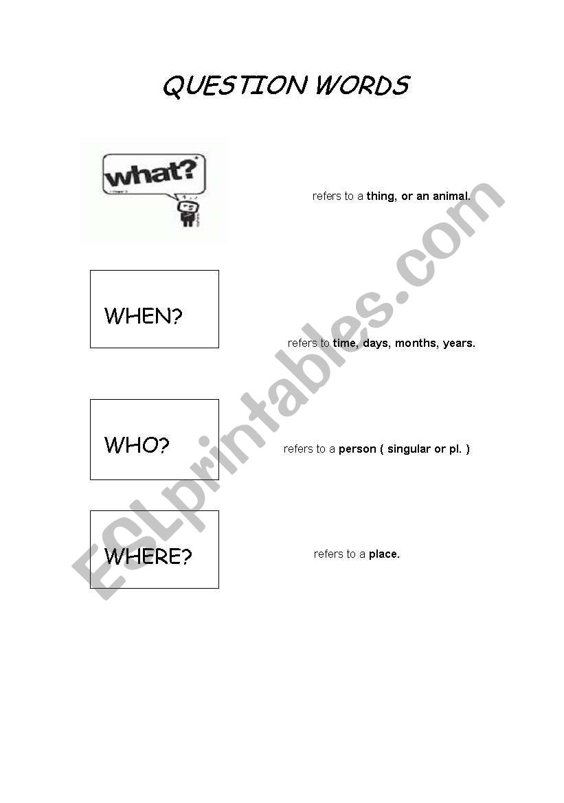 QUESTION WORDS worksheet