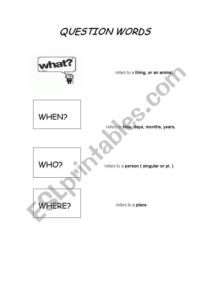 QUESTION WORDS worksheet