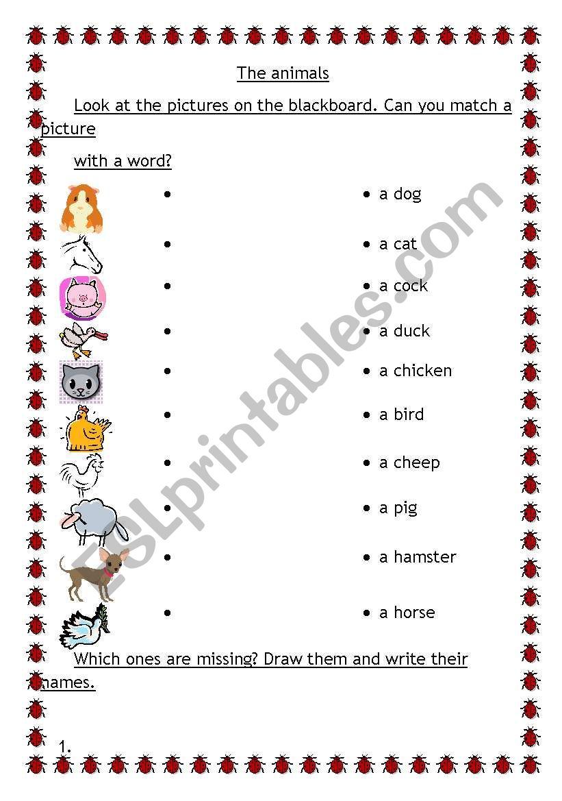 Animals for young children worksheet