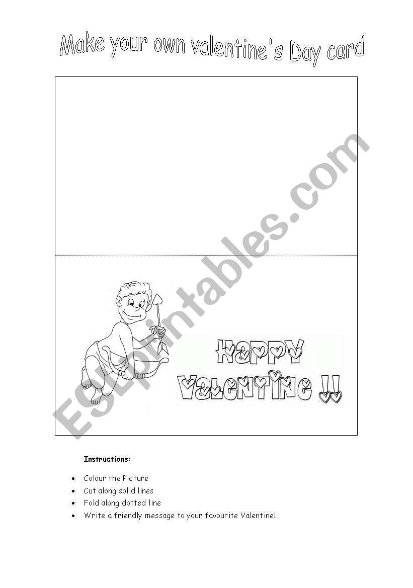 Valentines Day card template worksheet