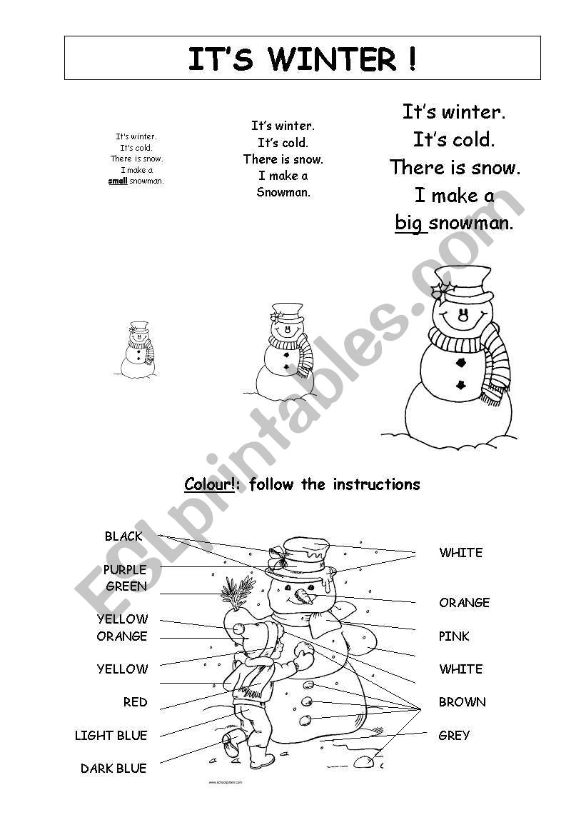 ItÂ´s winter worksheet