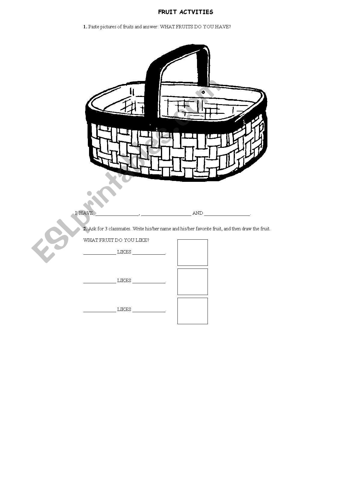 FRUIT ACTVITIES worksheet