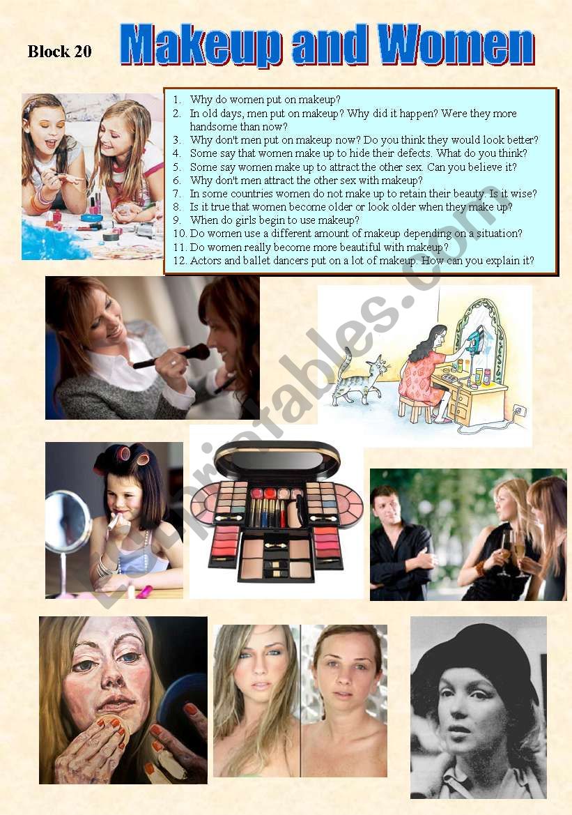 Makeup and women worksheet