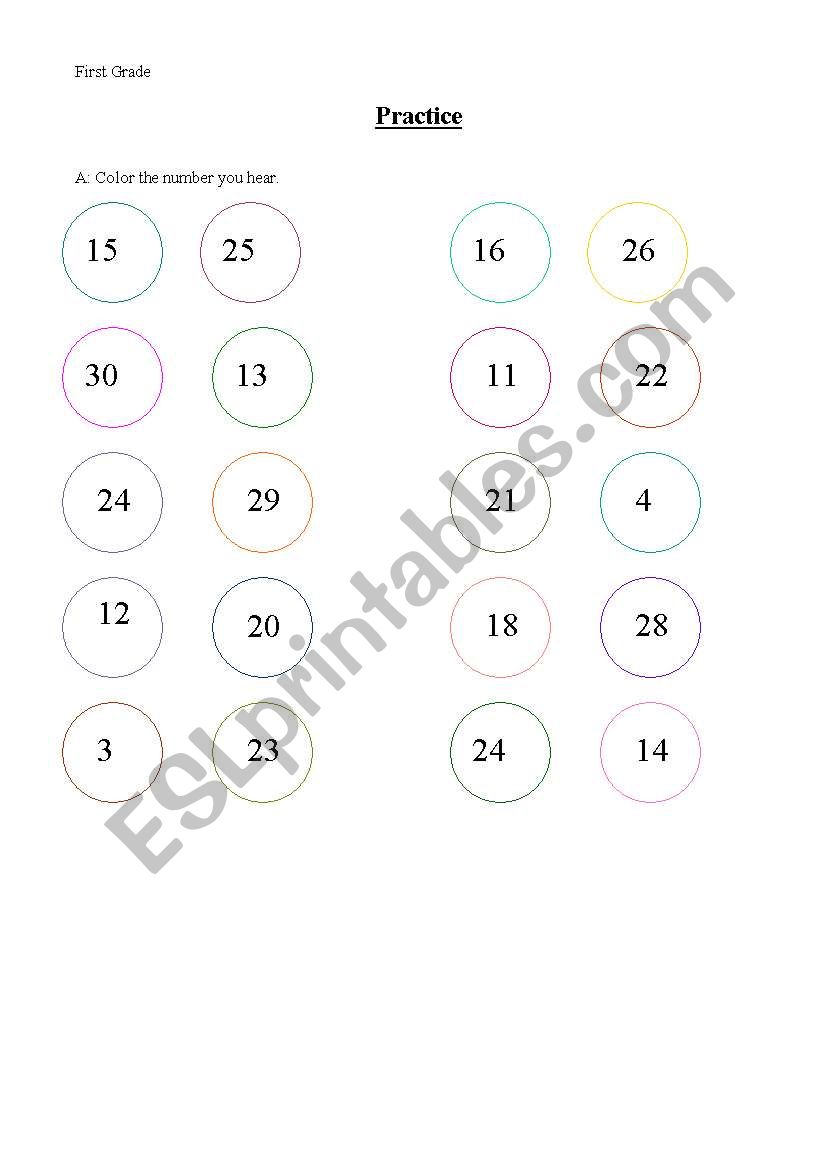 Numbers worksheet