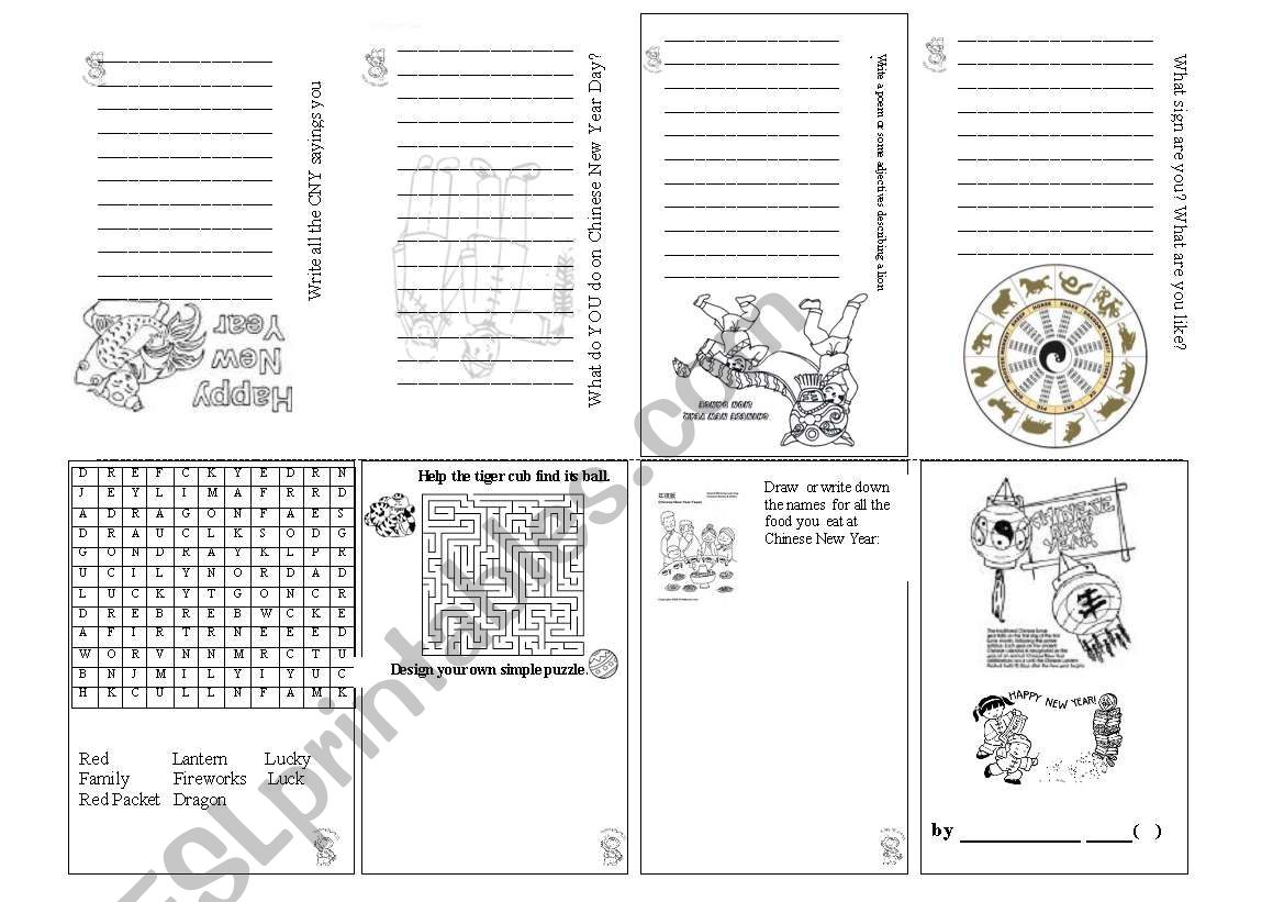 Chinese New Year Mini Booklet worksheet