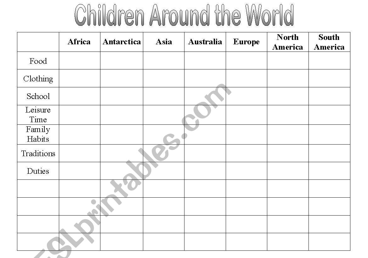 Children Around the World worksheet