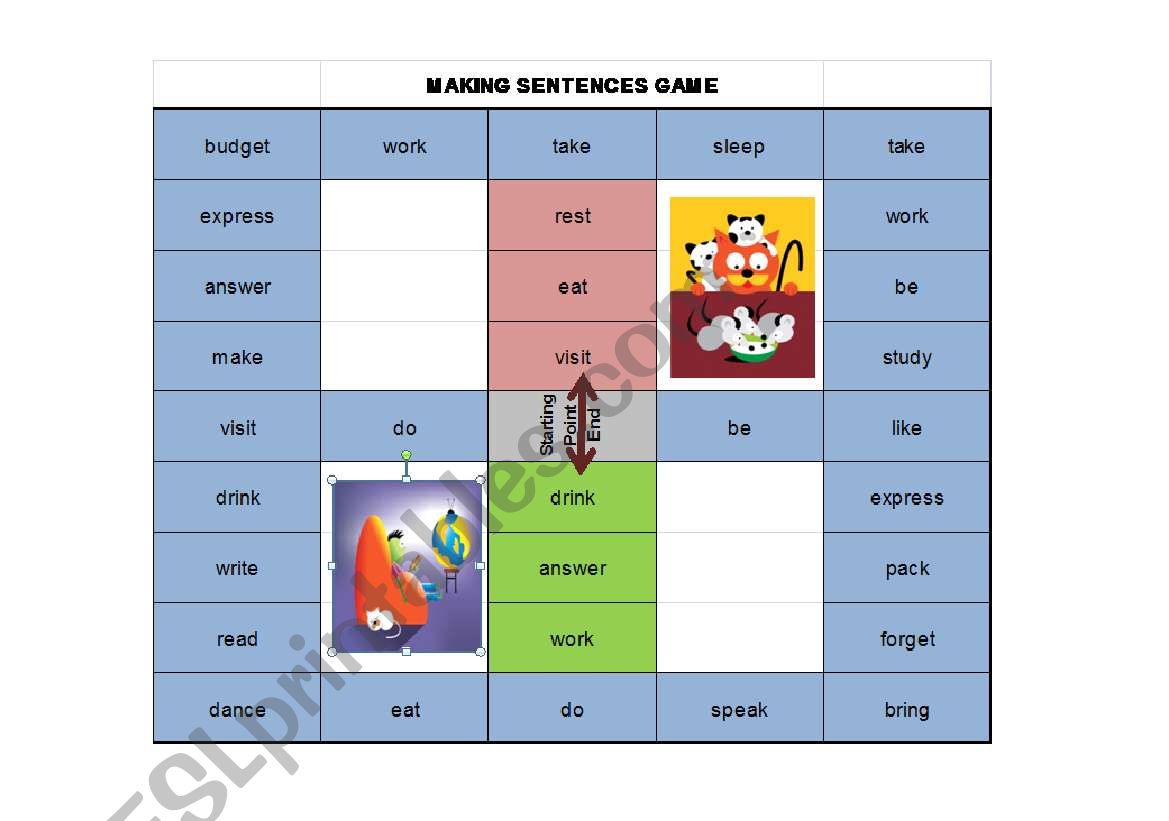 Tenses Board Game worksheet
