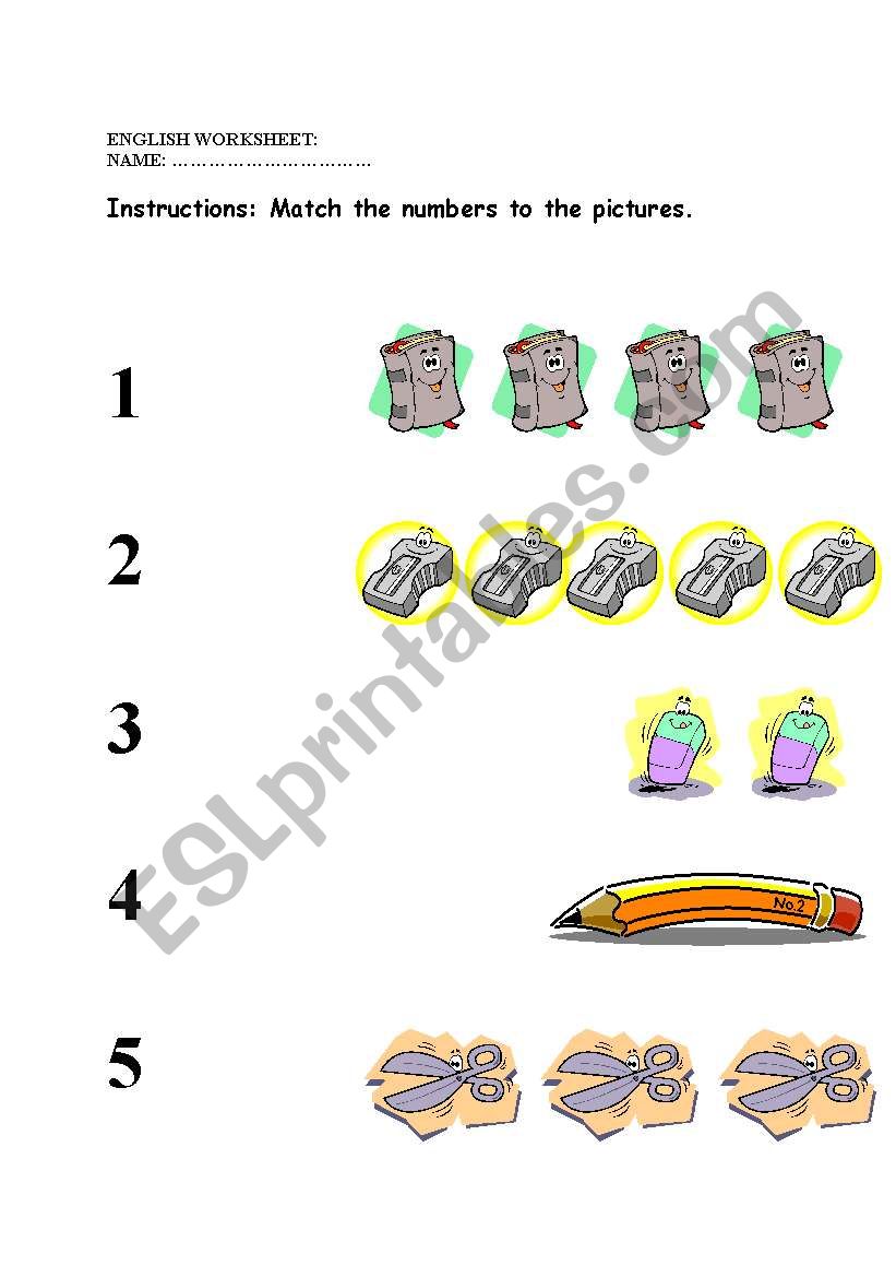 Numbers Matching worksheet