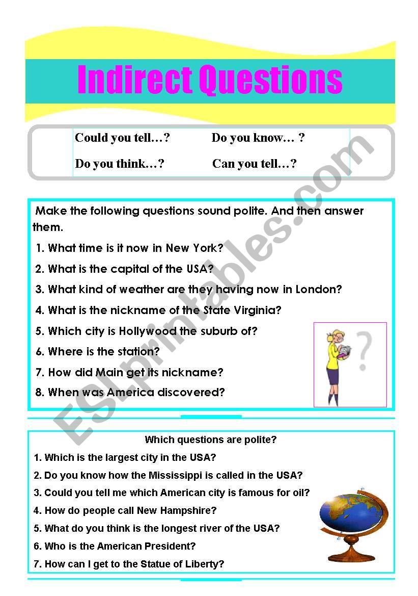 Indirect (polite) questions worksheet