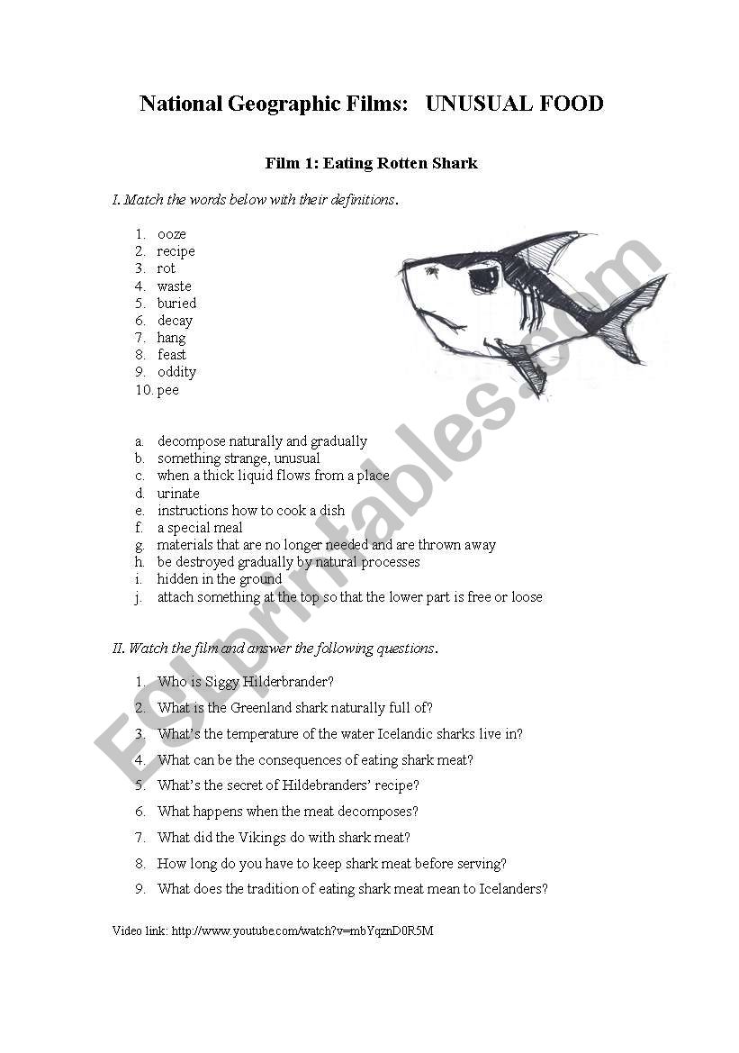 Unusual Food worksheet