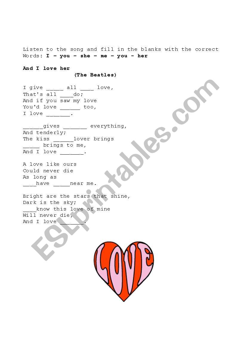 lyrics: I love her by the Beatles