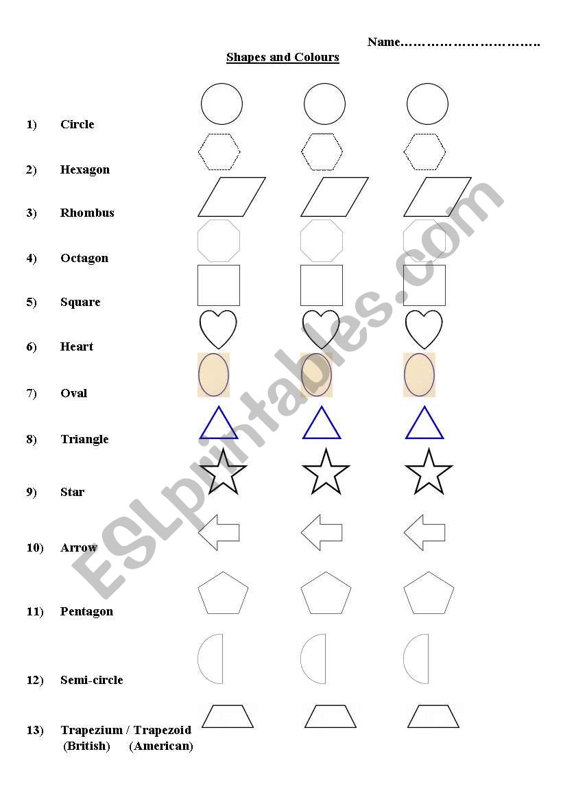 Shapes  worksheet