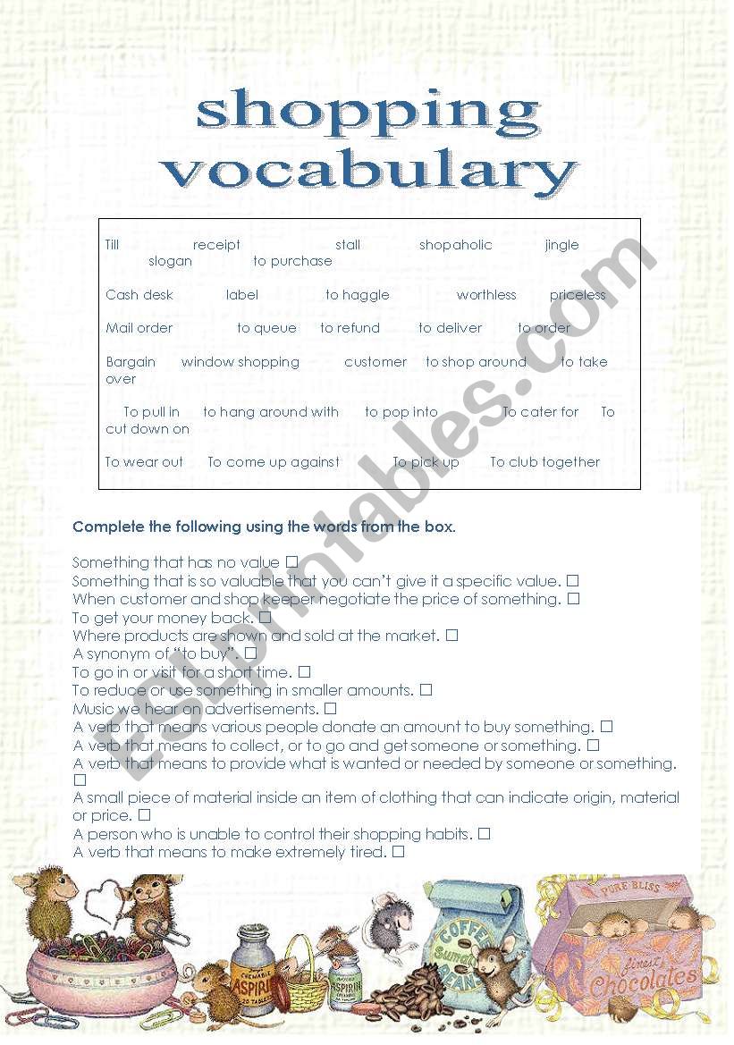 FCE (B2) Shopping vocab+rephrasing