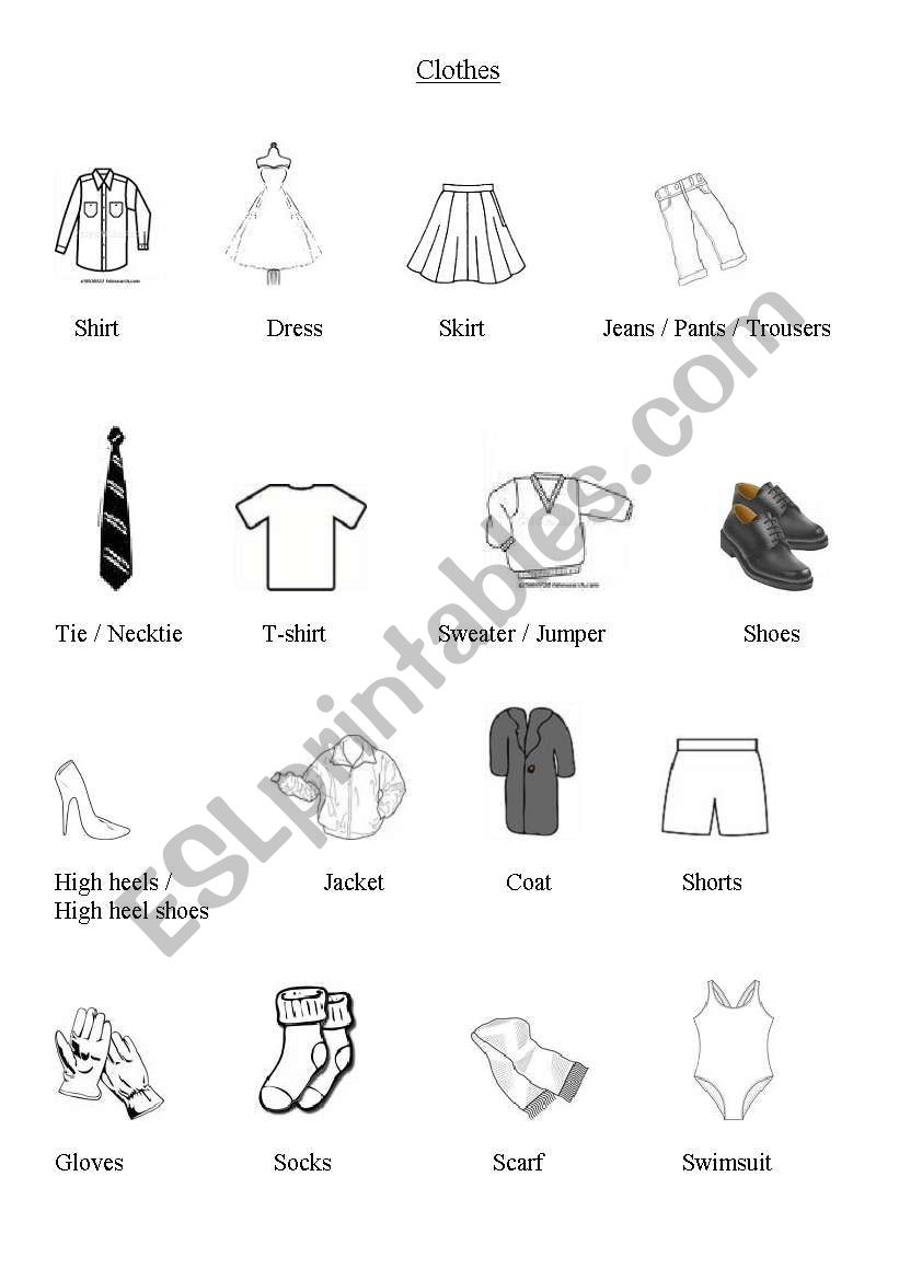 Clothes Vocabulary worksheet