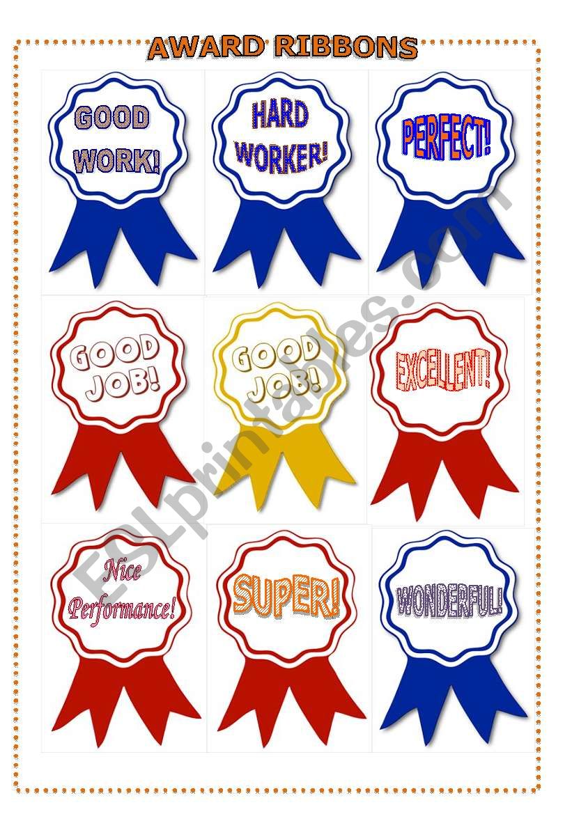 Printable Ribbons For Awards